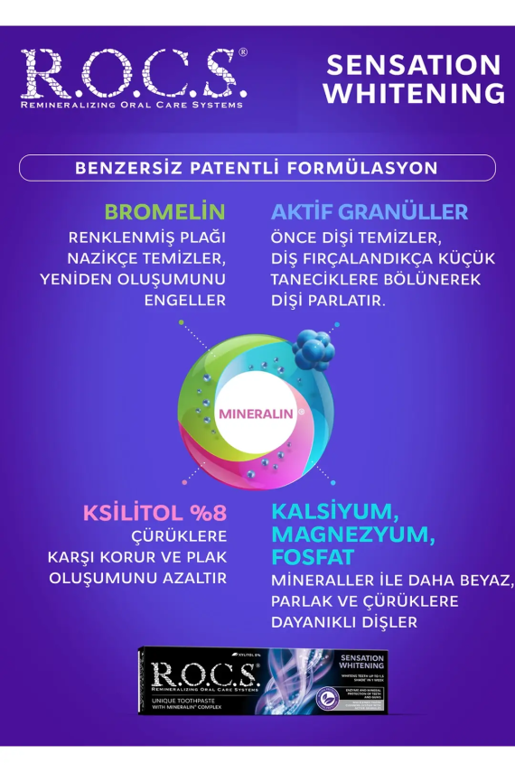 ROCS Sensation Whitening Beyazlatıcı Parlatıcı Diş Macunu 60ml - 4