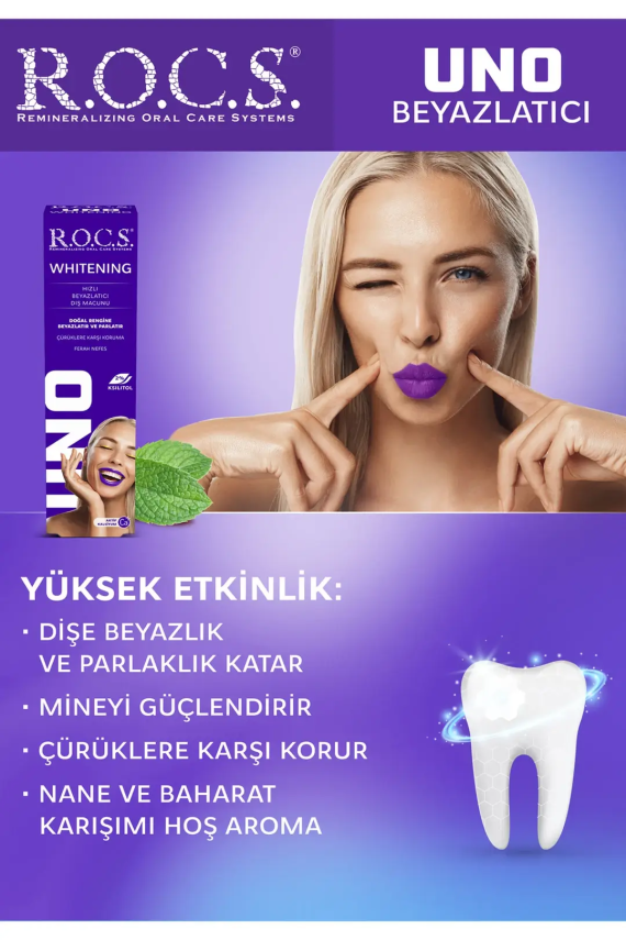 Rocs Uno Whitening - Beyazlatıcı - Diş Macunu 60 ml - 5