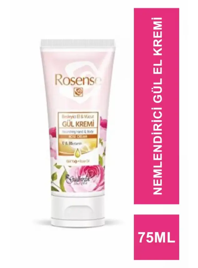 Rosense Nemlendirici Gül El Kremi Tüp 75 ml - 1