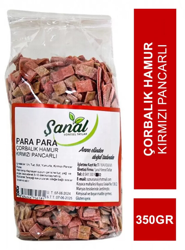 Şanal Para Para Çorbalık Hamur Kırmızı Pancarlı 350gr - Şanal Yöresel Tatlar
