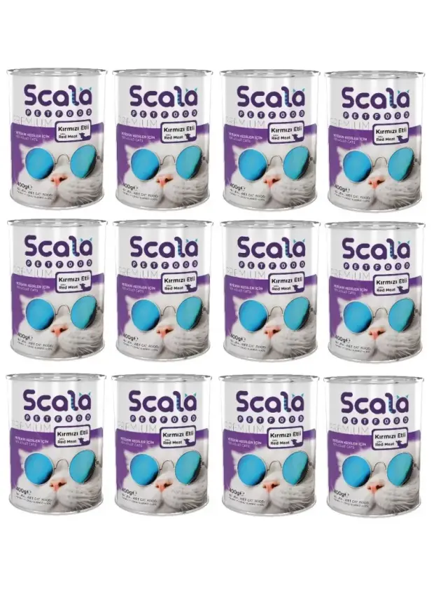 Scala Kırmızı Etli Yetişkin Kedi Maması Konservesi 12 Adet 400 gr - 1