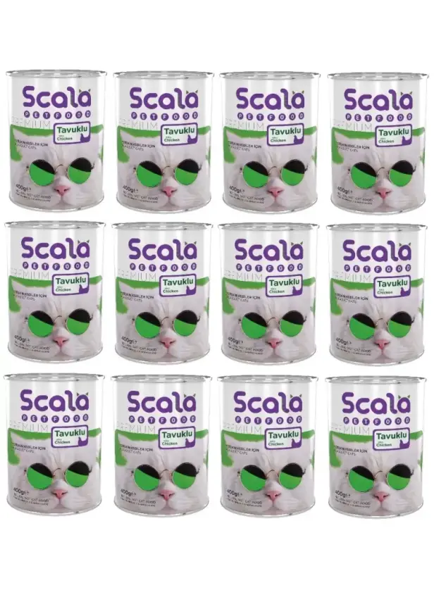 Scala Tavuklu Yetişkin Kedi Maması Konservesi 12 Adet 400 gr - 1