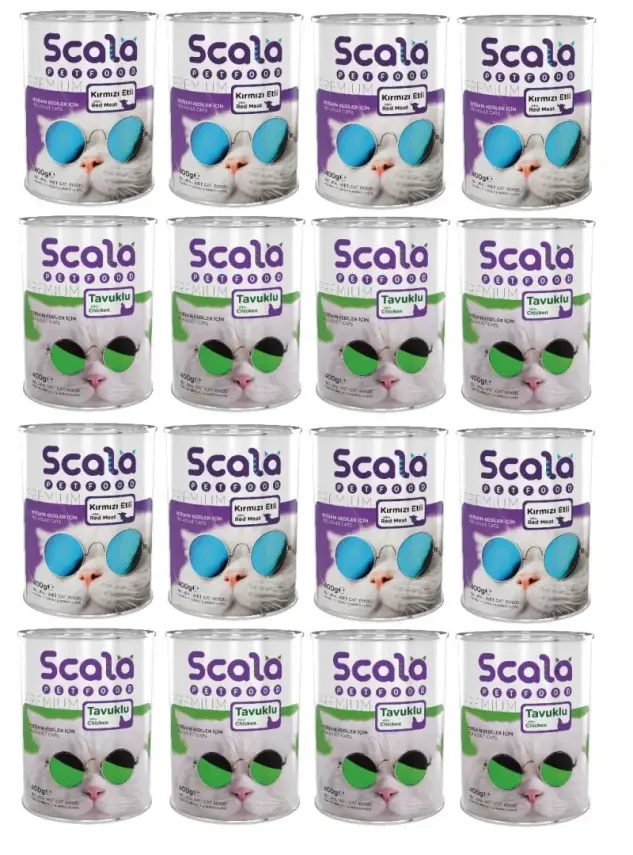 Scala Yetişkin Mix Kedi Maması Konservesi 12 Adet 400 gr - 1