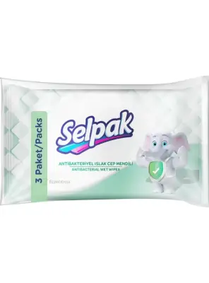 Selpak Antibakteriyel Islak Cep Mendili 3'lü Paket - Selpak