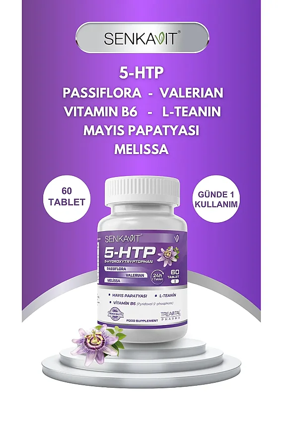 Senkavit 5 HTP, Valeriana, Melisa, L-Teanin ve Vitamin B6 içeren 60 Lı Tablet - 1
