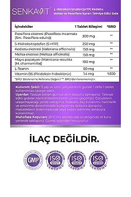 Senkavit 5 HTP, Valeriana, Melisa, L-Teanin ve Vitamin B6 içeren 60 Lı Tablet - 2
