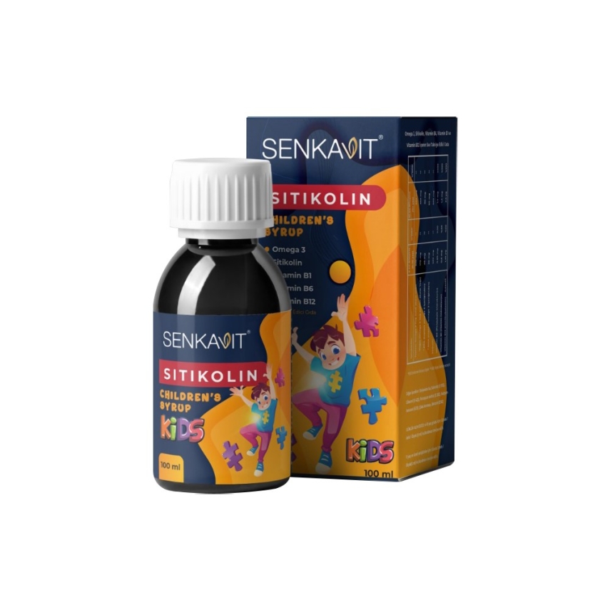 Senkavit Kids Sitikolin + Omega 3 + Vitamin B1 B6 B12 İçeren 100 ml Şurup - 1