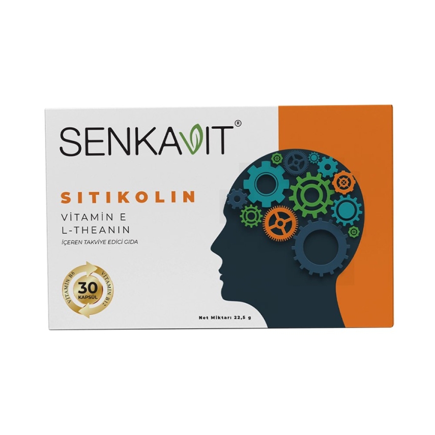Senkavit Sitikolin + L-Teanin + B6 ve Vitamin E İçeren 30 Kapsül - 1