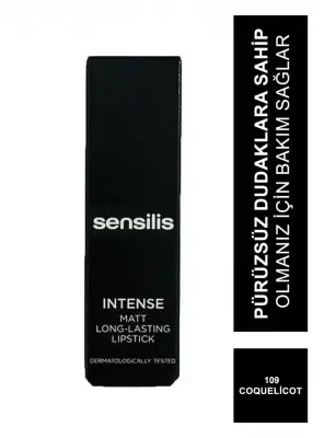 Sensilis Intense Matt Long-Lasting Lipstick Ruj 109 - Coquelicot - 3,5 ml - 2