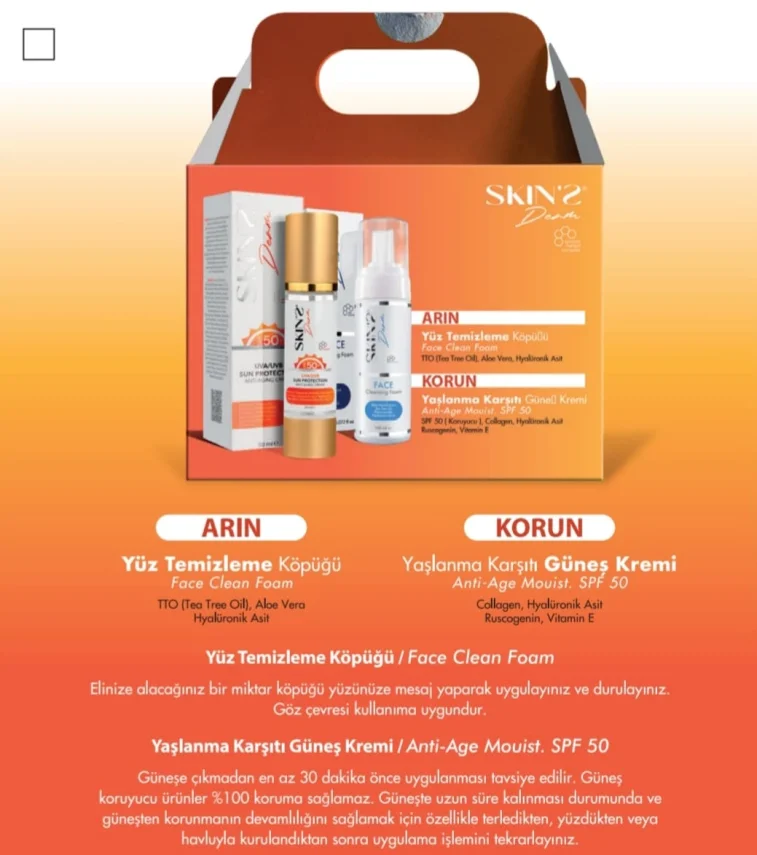 Skins Derm Anti-Age SPF 50 Crm & Face Clean Foam 2'li Seti - 1