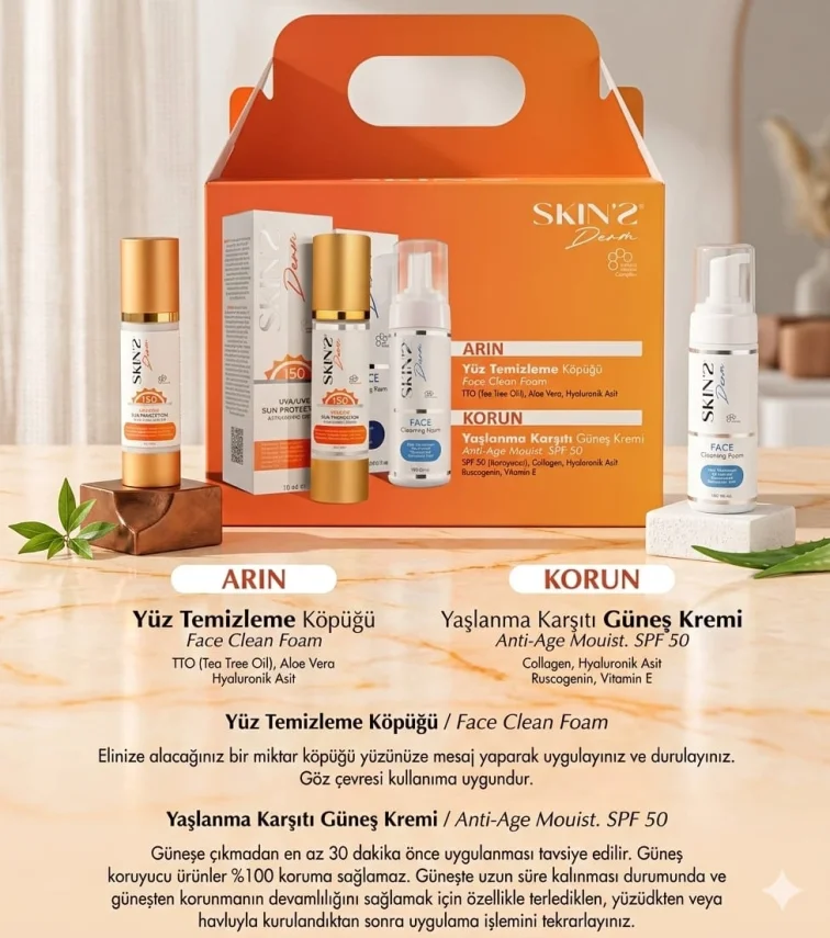 Skins Derm Anti-Age SPF 50 Crm & Face Clean Foam 2'li Seti - 2