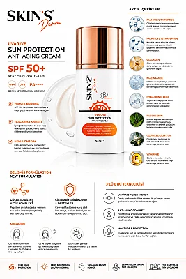 Skins Derm Spf50+ Sun Protection Angi Aging Cream 50 ml - 3