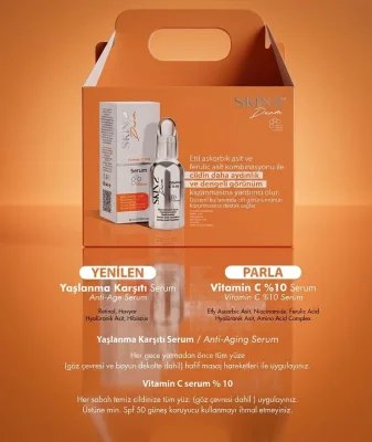 Skins Derm Vitamin C % 10 Serum 30 ml + Anti Aging Serum 30 ml - 2