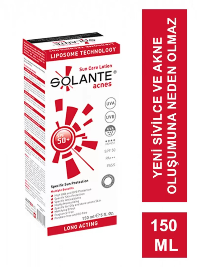 Solante Acnes Lotion Akne ve Sivilce Spf 50 150 ml - Solante