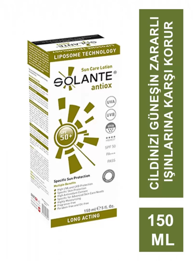 Solante Antiox Spf 50+ Sun Care Lotion 150 ml Antioksidan-Antiaging Güneş Losyonu - Solante