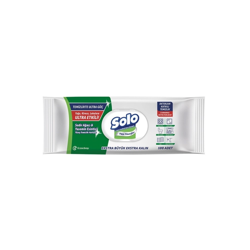 Solo Yüzey Temizleme Mendili Ultra Güç Sedir Yasemin 100lü - 1