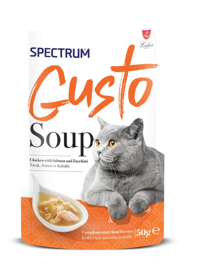 Spectrum Gusto Tavuklu,Somon ve Kabaklı Kedi Çorba 50gr - Spectrum