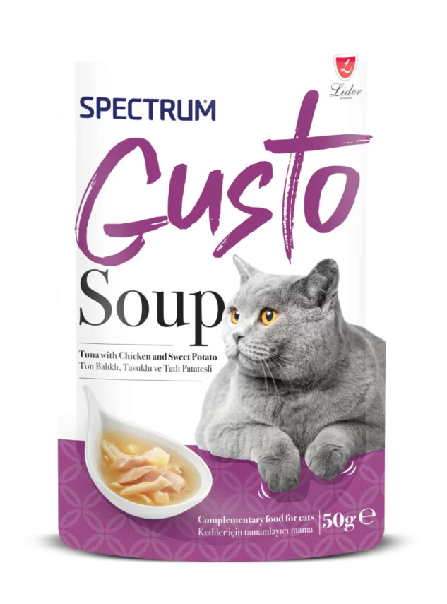 Spectrum Gusto Ton Balıklı Tavuklu ve Tatlı Patatesli Kedi Çorba 50gr - Spectrum