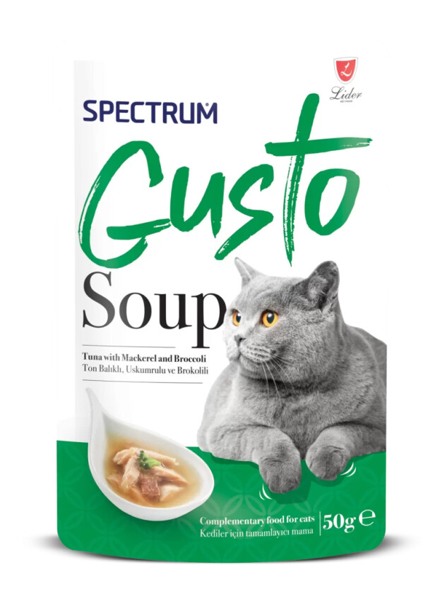 Spectrum Gusto Ton Balıklı , Uskumru ve Brokoli Kedi Çorba 50gr - Spectrum