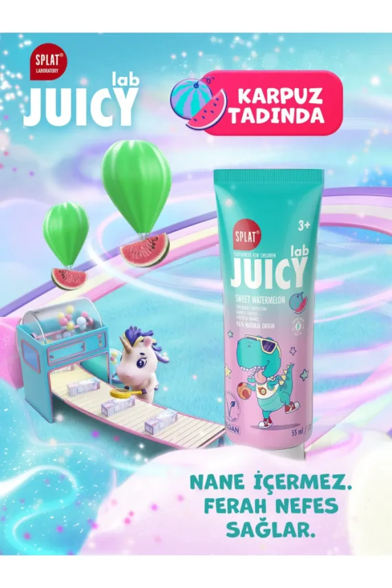 Splat Juicy Lab +3 Yaş Karpuzlu Çocuk Diş Macunu 55ml Renkli Simli Çürük Önleyici Doğal Macun - 3