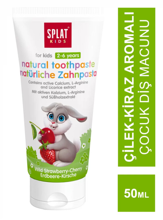 Splat Kids Natural Toothpaste Çilek-Kiraz Tadında 2-6 Yaş Diş Macunu 50ml - Splat