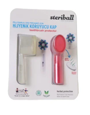 Steriball Elektrikli & Pilli Diş Fırçaları İçin Koruma Kabı 2'li - Şeffaf - Kırmızı - Steriball