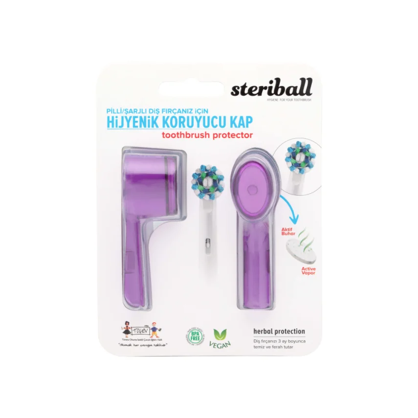Steriball Elektrikli & Pilli Diş Fırçaları İçin Koruma Kabı 2'li - Mor - 1