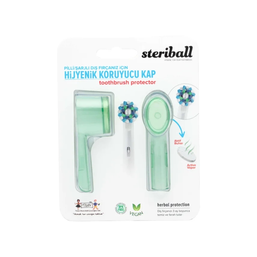 Steriball Elektrikli & Pilli Diş Fırçaları İçin Koruma Kabı 2'li - Yeşil - 1