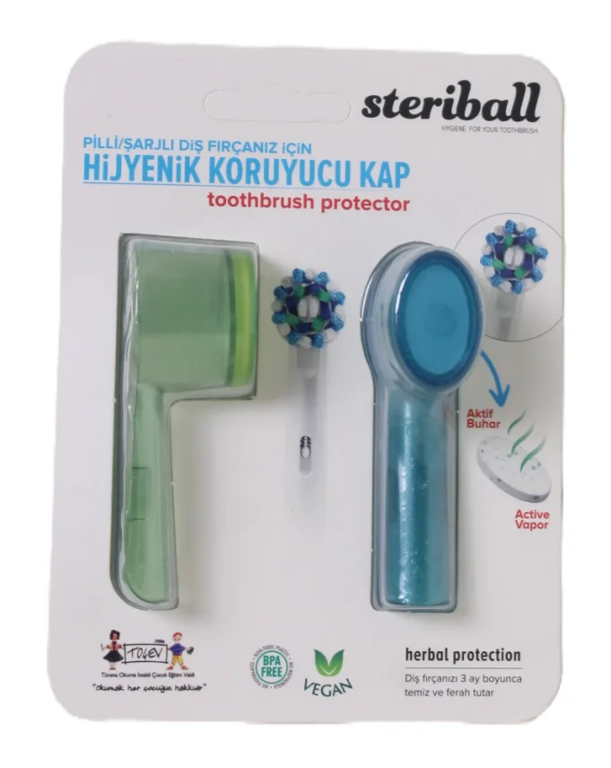 Steriball Elektrikli & Pilli Diş Fırçaları İçin Koruma Kabı 2'li - Mavi Yeşil - 1