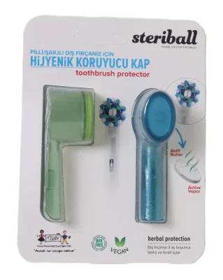 Steriball Elektrikli & Pilli Diş Fırçaları İçin Koruma Kabı 2'li - Mavi Yeşil - Steriball