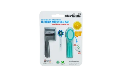 Steriball Elektrikli & Pilli Diş Fırçaları İçin Limon Aromalı Koruma Kabı 2'li - Turkuaz Siyah - 1