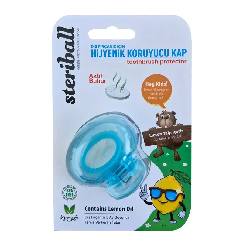 Steriball Kids Diş Fırçası Koruyucu Kap Turkuaz - Limon Kokulu - 2