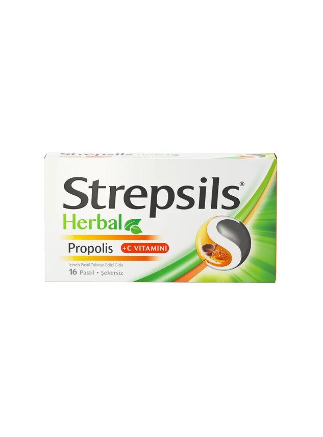 Strepsils Herbal Propolis+C Vitamini 16 Pastil - Strepsils