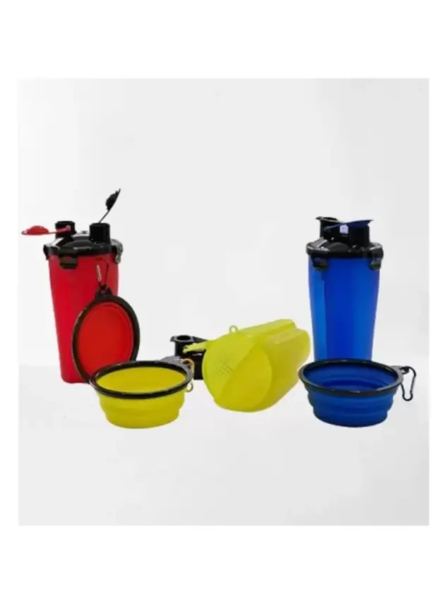 Su ve Mama Matarası-Katlanır Mama Kabı 2li Set - 1