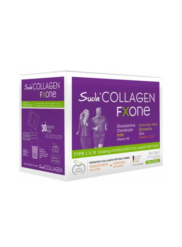 Suda Collagen Fxone Elma Aromalı Takviye Edici Gıda 30 x 13 gr Toz Şase - Suda Collagen