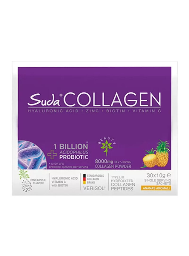 Suda Collagen + Probiotic Ananas Aromalı Pineapple Saşe 30x10 Gr - Suda Collagen