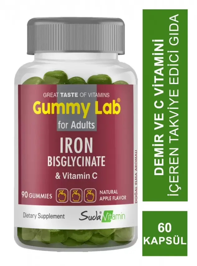 Suda Vitamin Gummy Lab İron Bisglycinate for Adult 90 Yumuşak Kapsül - 2