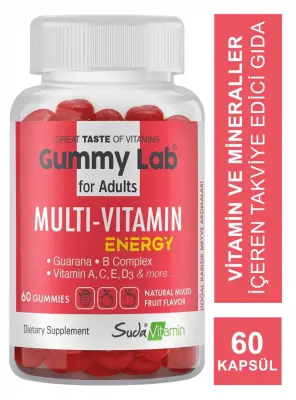 Suda Vitamin Gummy Lab Multi-Vitamin Energy for Adult 60 Yumuşak Kapsül - Suda Collagen
