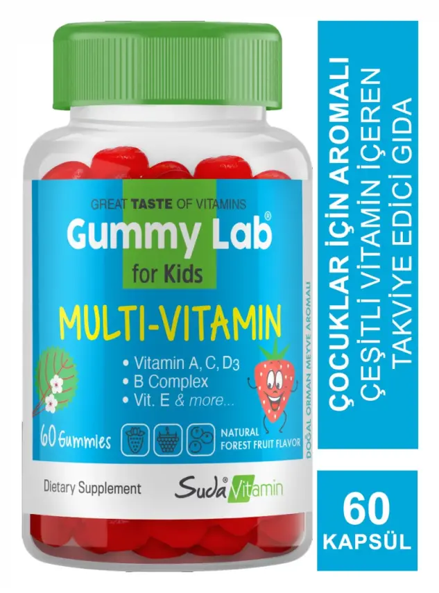 Suda Vitamin Gummy Lab Multi-Vitamin for Kids 60 Yumuşak Kapsül - 1