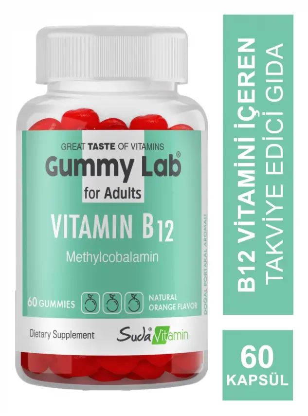 Suda Vitamin Gummy Lab Vitamin B12 for Adult 60 Yumuşak Kapsül - 1