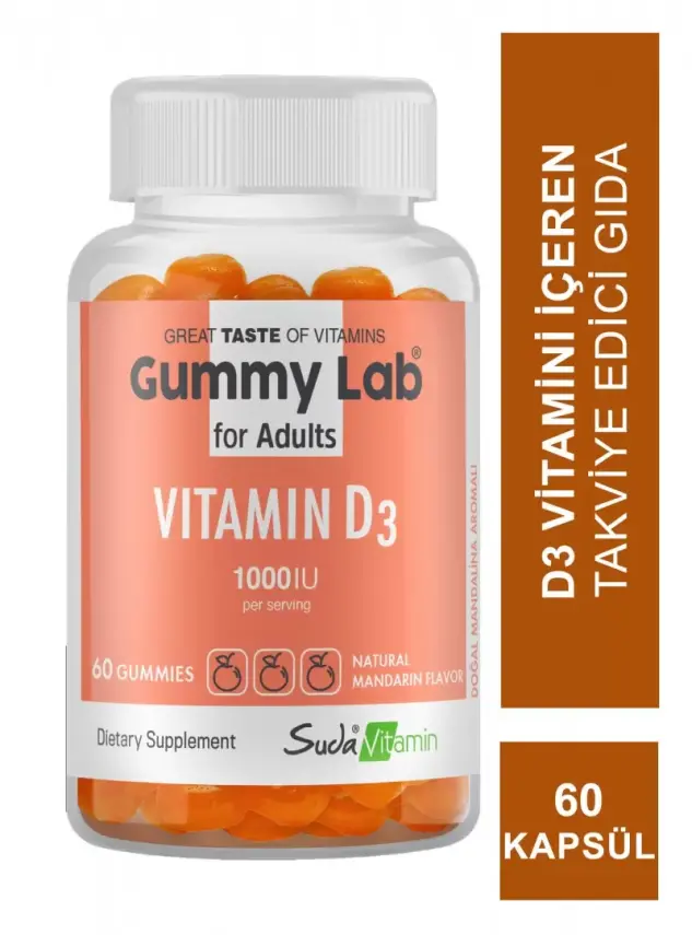 Suda Vitamin Gummy Lab Vitamin D3 for Adult 60 Yumuşak Kapsül - 2