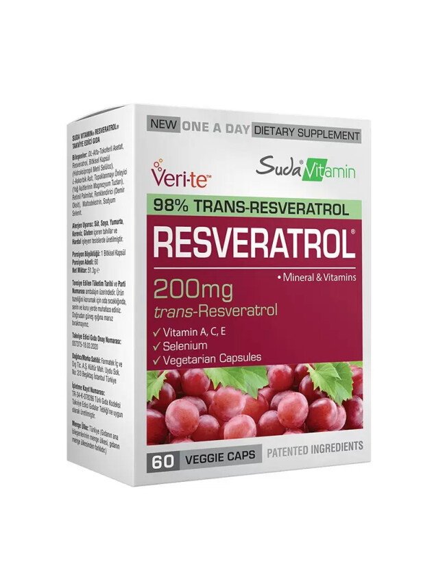 Suda Vitamin Resveratrol 200 mg 60 Vegi Kapsül - Suda Vitamin