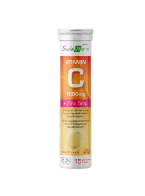 Suda Vitamin Vitamin C 1000mg + Zinc 5mg 15 Efervesan - Suda Vitamin