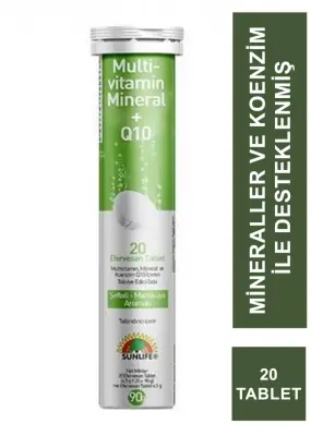 Sunlife Multivitamin Ve Koenzim Q10 Takviyesi 20 Suda Eriyen Tablet - 2