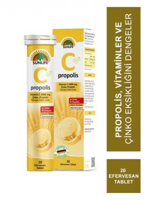 Sunlife Vitamin C Propolis 20 Efervesan Tablet - Sunlife