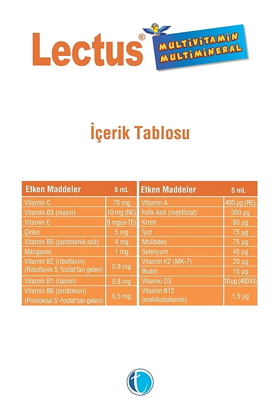 Tab İlaç Lectus Multivitamin Mutlimineral Şurup 200 ml - 3