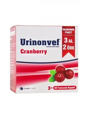Tab İlaç Urinonvef Cranberry 3x30 Kapsül | 3AL2ÖDE - Tabilaç
