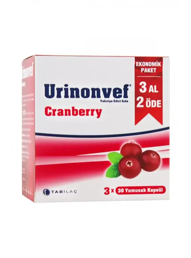 Tab İlaç Urinonvef Cranberry 3x30 Kapsül | 3AL2ÖDE - 1
