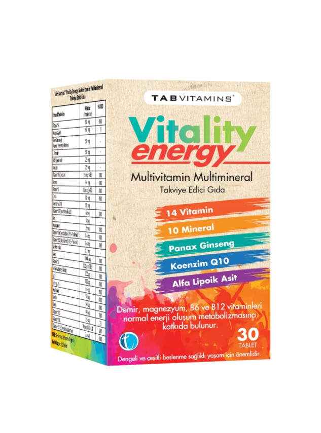 Tab İlaç Vitamins Vitality Energy 30 Tablet - Tabilaç