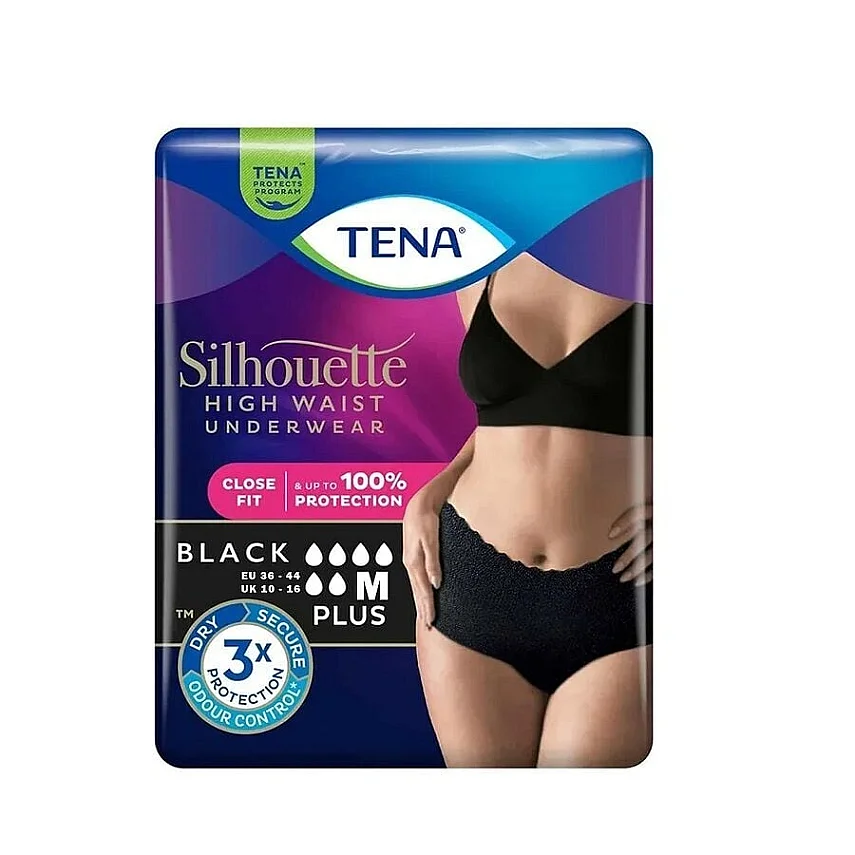 TENA Kadın Yüksek Bel Siyah Emici Külot M (Medium) – 9’lu Paket - 1